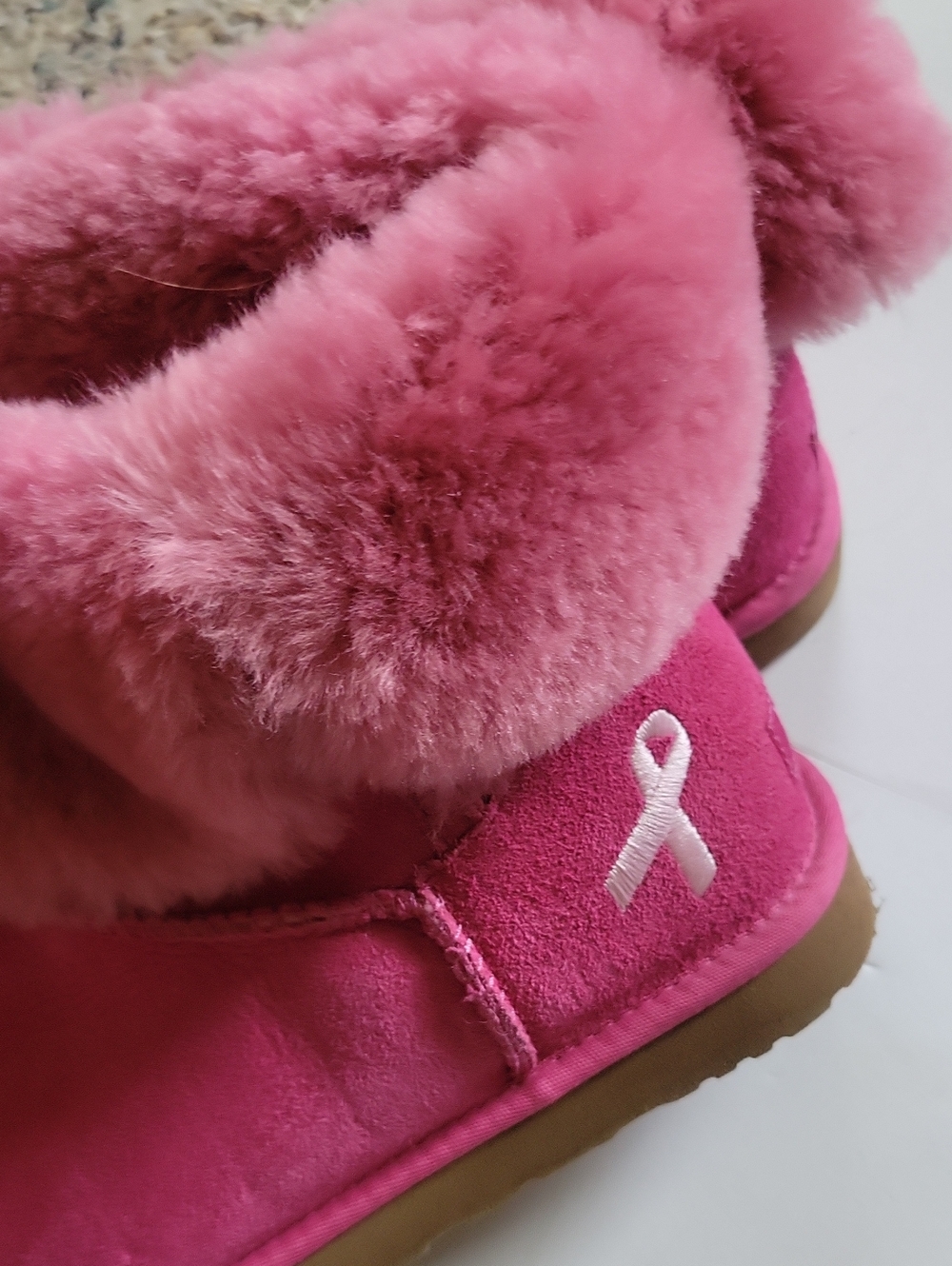 UGG Pink Suede Boot with Ribbon Detail - Picture 10 of 11